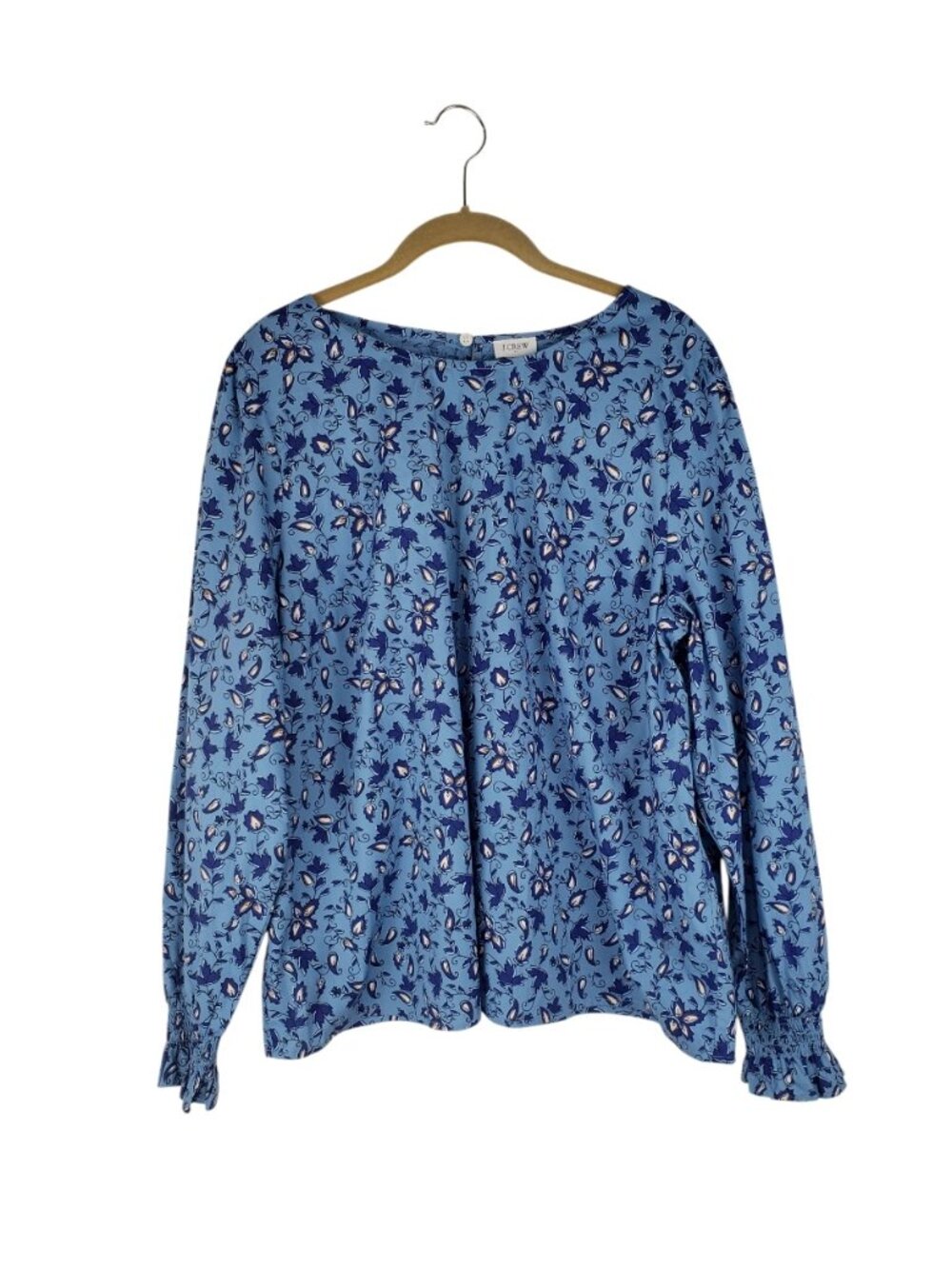 J Crew Factory NWT Long Sleeve Printed Poplin Blouse Blue Ditsy Floral Womens 2X